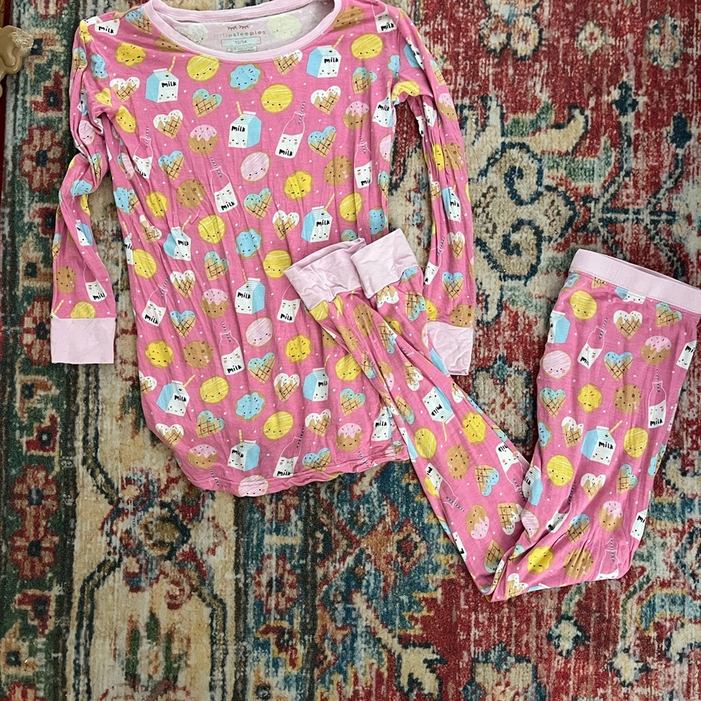 Little Sleepies Pink Pajama Set with Milk/cookies